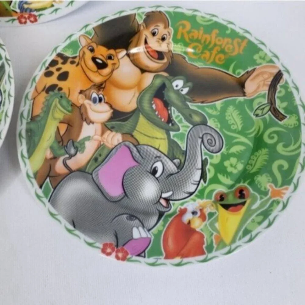 Vintage Rainforest Cafe 3 Piece Place Setting Bowl Salad Dinner Plate Br… - Picture 6 of 13
